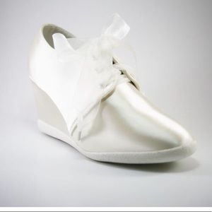 Emzee Belle Satin Wedge Bridal Sneaker 3 inch heel